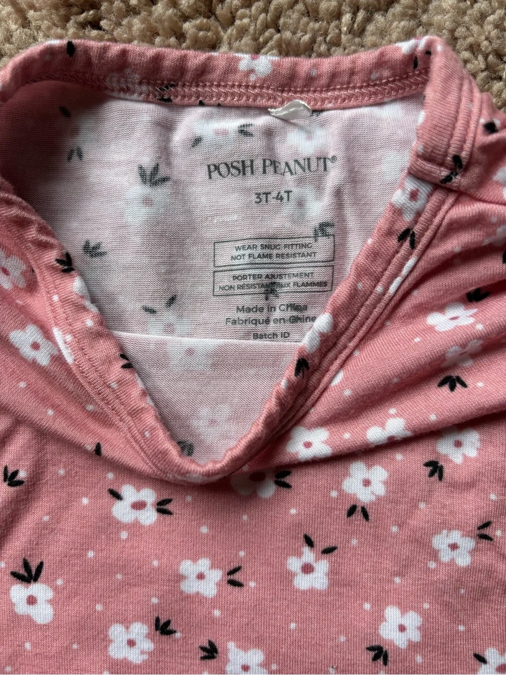 3T-4T Pink Floral Long-Sleeve Pajama Set: Posh Peanut